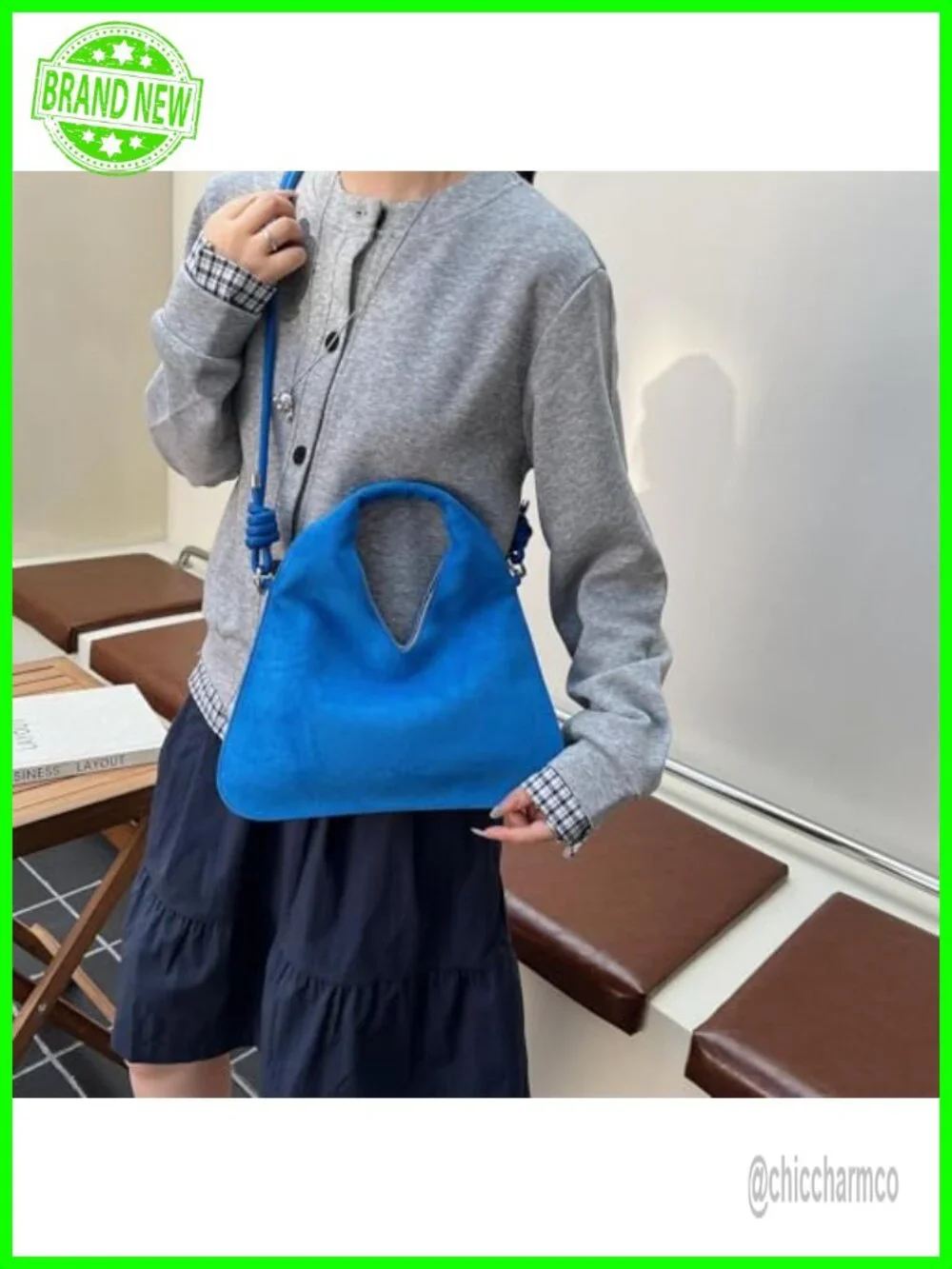 Faux Suede Slouchy Hobo Bag with Adjustable Crossbody Strap